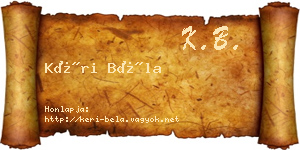 Kéri Béla névjegykártya